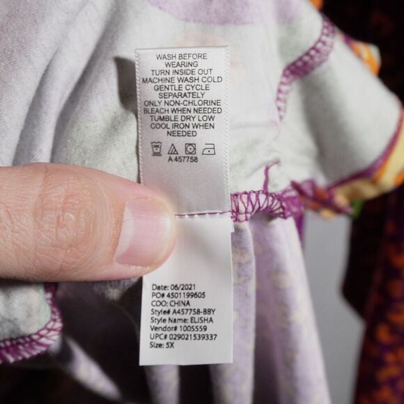 LOGO by LORI GOLDSTEIN 5XL Purple Floral Tunic Top Shirt Blouse‎ Groovy Bright - Picture 6 of 7